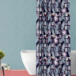 ArtzFolio Blue & Purple Floral Printed Waterproof Shower Curtain-image-99