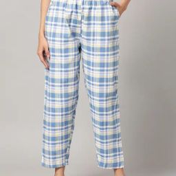 Kryptic Blue & White Cotton Checks Pyjamas-image-35