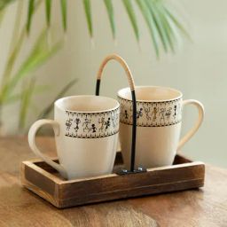 Exclusivelane Whispers Of Warli Multi Ceramic Coffee Mugs-7