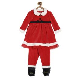 MINIKLUB Girls Red Striped Full Sleeves Top with Pants-image-97