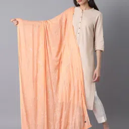 elleven from aurelia Elleven Peach Embroidered Dupatta-picture-22
