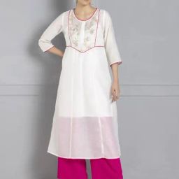 SHAYE White Chanderi Embroidered Kurta-image-43