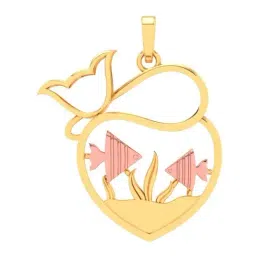 P.C. Chandra Jewellers 22k Yellow Gold Fish Bowl Shape Rose Fishes Cat Pendant-image-71
