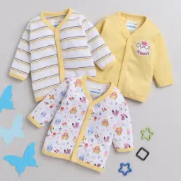 Bumzee Kids Yellow & White Printed Full Sleeves Jhablas (Pack Of 3)-image-99