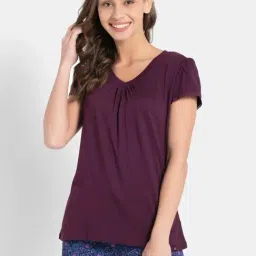 Jockey RX12 Women's Micro Modal Cotton Relaxed Fit Solid V Neck Half Sleeve T-Shirt-picture-38