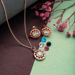 Silberry 925 Silver Rose Gold Wheel Of Heart Pendant Set-image-11