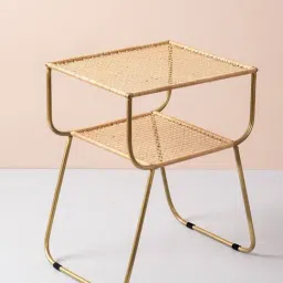 Netroots Printed Gold Iron 2 Tier Magazine Coffee Table-20