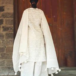 Chidiyaa Safed Desert Milk Ivory Block Printed Dupatta image 2