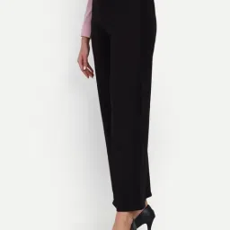 Broadstar Black Relaxed Fit High Rise Formal Trousers-image-122