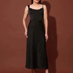 Purvaja Black Satin Slim Fit Dress-picture-5