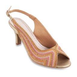 Mochi Women's Antique Gold Back Strap Stilettos-image-92