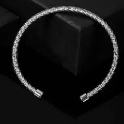 Peora Silver Stainless Steel Kada Bracelet-picture-37