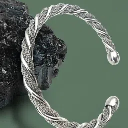 Peora Silver Stainless Steel Kada Bracelet-picture-38