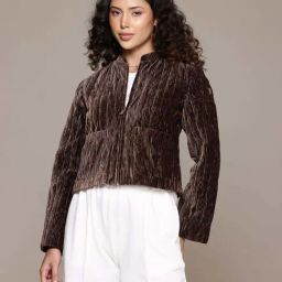 Label Ritu Kumar Brown Caren Velvet Jacket-image-38