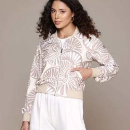 Label Ritu Kumar Beige Athliesure Bomber Jacket-image-64