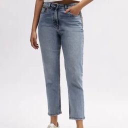 Elle Blue & Grey Cotton Slim Fit High Rise Jeans-image-35