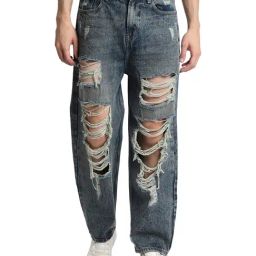 Bene Kleed Blue Cotton Loose fit Solid Jeans-image-18