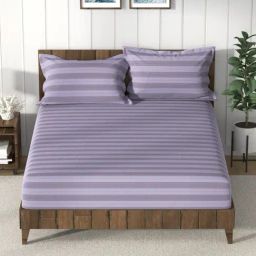 Nautica Noridge Purple Cotton Stripe 160 TC Bedsheet with 2 Pillow Covers-picture-22