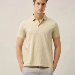 Arrow Cream Cotton Regular Fit Geometric Polo T-Shirt-picture-49