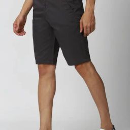 Peter England Grey Regular Fit Texture Shorts image 3