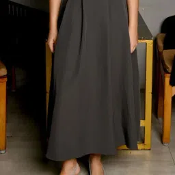 Odette Grey Plain A-Line Skirt-picture-29