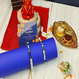 Craftlayout 6-Pcs Evil Eye Rakhi Ganesha Idol Greeting Card & Roli Chawal-image-79