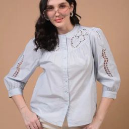 Crimsoune Club White Cotton Embroidery Shirt-image-36
