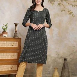 Stylum Green Woven Pattern Straight Kurta-picture-23