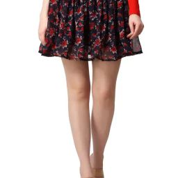 Cation Blue Floral Print Mini Skirt-image-83