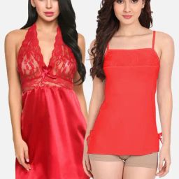 FIMS: Fashion is my Style Red Lace Work Babydoll With Thong-picture-35