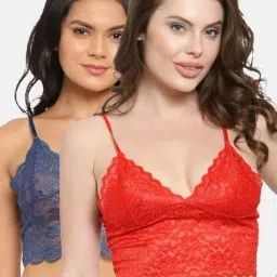 N-Gal Red & Blue Lace Work Bralette Bras - Pack Of 2-image-77