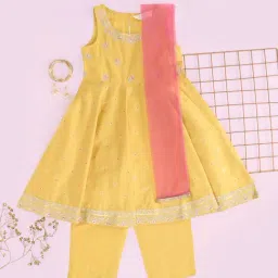 Akkriti by Pantaloons Girls Banana Cream Kurta Sets-image-60
