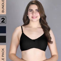 Lux Venus Navy & Black Full Coverage Non-Wired T-Shirt Bra With Adjustable Strap - Pack of 2-picture-15