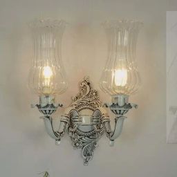 FOS LIGHTING White Aluminium Traditional Swan Double Antique Wall Lamp-image-42