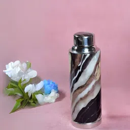 THE HOME CO. Brown & White Single Stainless Steel Printed Water Bottle-86