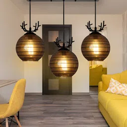 KINIS Brown & Black Textured Glass Quirky Ceiling Lamp-2