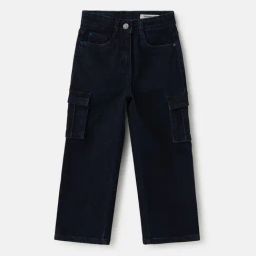 Blue Giraffe Girls Blue Cotton Blend Solid Jeans-picture-5