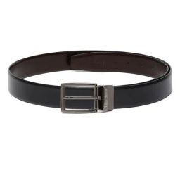 Louis Stitch Black Leather Reversible Belt for Men-image-33
