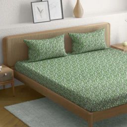 Anaqa by Pantaloons Green Cotton Bedsheet With 2 Pillow Covers-image-116