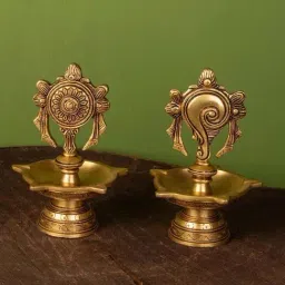 Ekaa Handicrafts Brass Diya Shank Chakra-picture-30