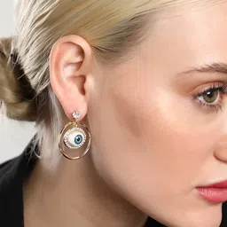 SOHI Set Of 2 Gold-Plated Evil Eye Bud Drop Earrings image 5