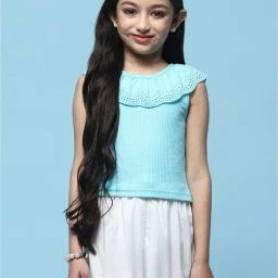 BIBA Girls Turquoise Solid Top-image-48