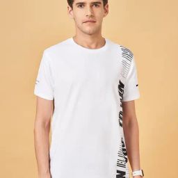 Ajile by Pantaloons Bright White Regular Fit Printed Sports T-Shirt-image-23