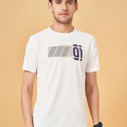 Ajile by Pantaloons Bright White Slim Fit Printed Sports T-Shirt-image-63