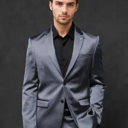 Rare Rabbit Grey Tailored Fit Solid Formal Suit-image-47