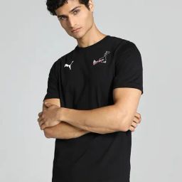 Puma Kolkata City Black Relaxed Fit Printed Cotton Sports T-Shirt-image-22