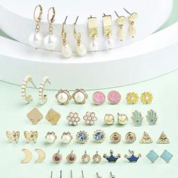 Zaveri Pearls Set of 25 Multicolor Contemporary Stud & Drop Earrings-ZPFK15139-5