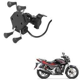 Auto Pearl Waterproof Motorcycle Bikes Bicycle Handlebar Cell Phone Mount Holder Case (Upto 140 mm) for MotoCorp Xtreme Sports-48