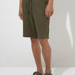 ETA by Westside Olive Textured Relaxed-Fit Mid-Rise Cotton Shorts-picture-20