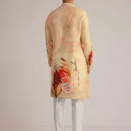 KALKI Fashion Abstract Printed Linen Mandarin Collar Straight Kurta With Trousers-picture-30
